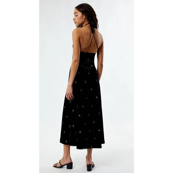 WEWOREWHAT Midi Dress Womens XS Floral Velvet Cottagecore Swiftie Romantic Chic - Picture 2 of 14